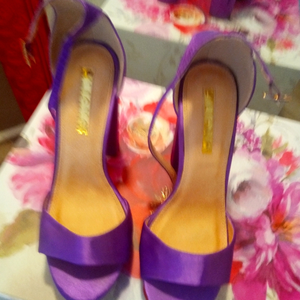 Purple square heels